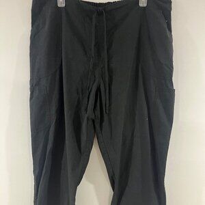 Scrubstar Pants Size XL Black Wide Leg Inseam 27in Stretch Waist Polyester Cotto